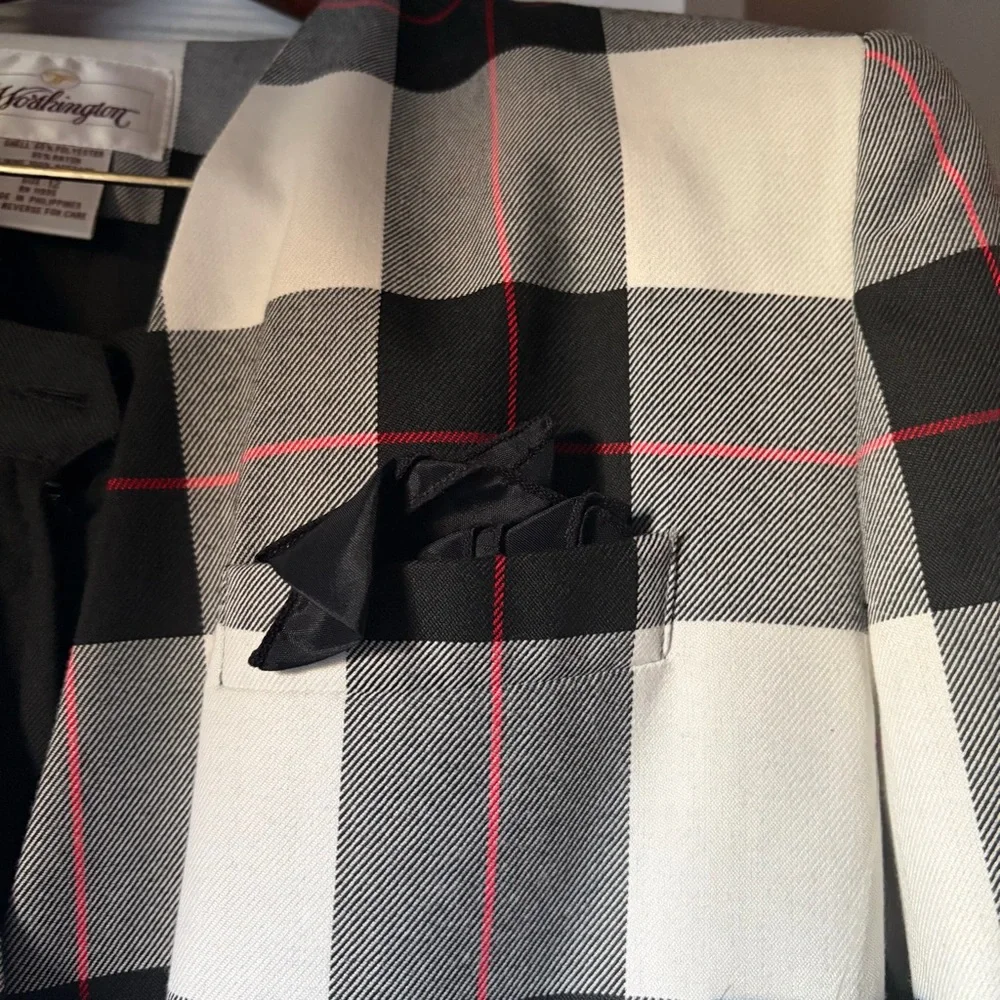 NWT Worthington 80s/90s Vintage Plaid Double-Breasted Skirt Suit Set 12 Career